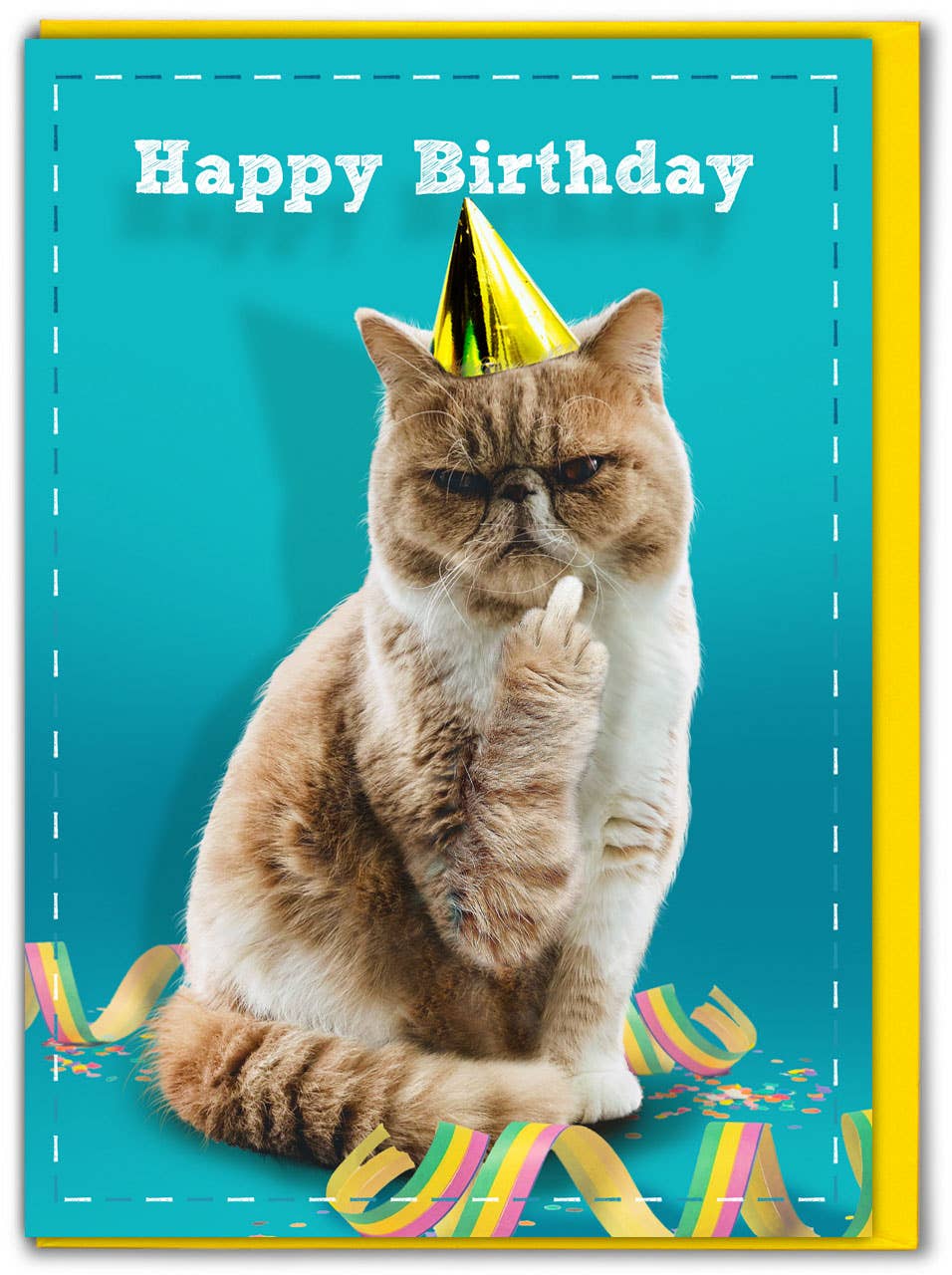 Birthday Card Rude Cat Finger