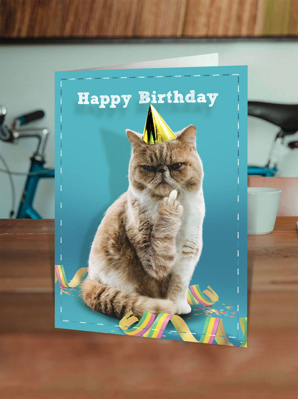 Birthday Card Rude Cat Finger